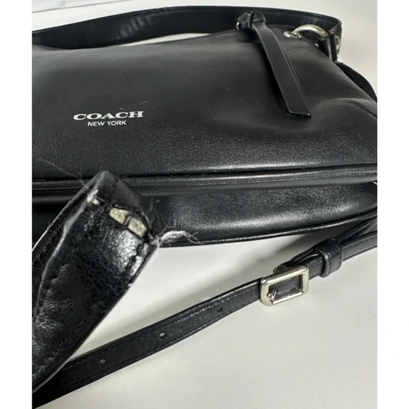 *Flawed* Coach Legacy Leather Double Gusset Crossbody Bag Black Leather 26601 - Picture 14 of 16